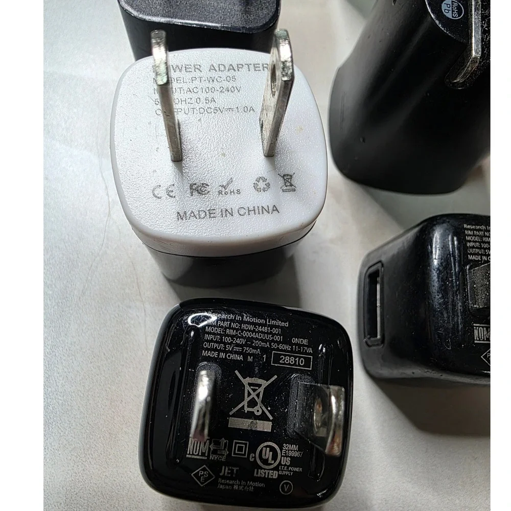 Mixed USB Wall Charger Adapter Lot Apple TCL Griffin ZTE Micro USB Cable 11pc W4